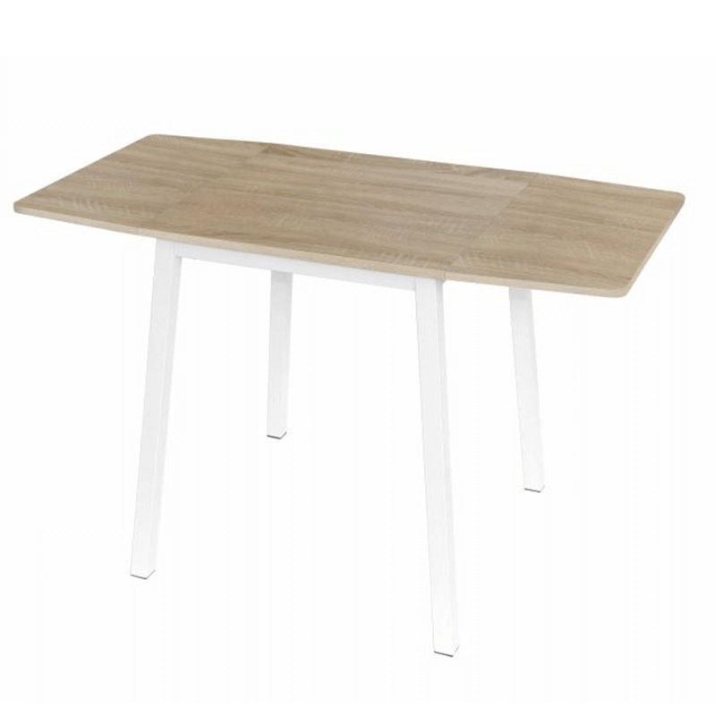 Jídelní stůl, MDF fóliovaná/kov, dub sonoma/bílá, 60-120x60 cm, MAURO P4, poškozené zboží