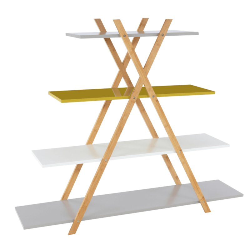 Regál, vícebarevný/bambus, JENSEN BBP-43 P1, poškozené zboží