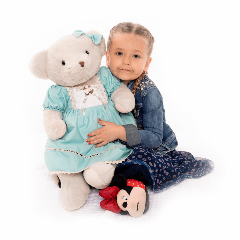 Plyšový medvěd, smetanová/modrá, 65cm, MADEN GIRL TYP 2 P1, poškozené zboží