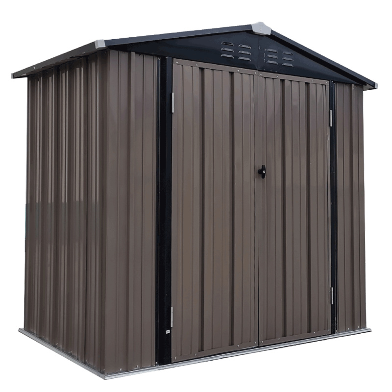 4 732 / 5 000Plechový zahradní domek na nářadí, hnědá/antracitová, 2x1,3x2,1 m, RADOL P4, poškozené zboží