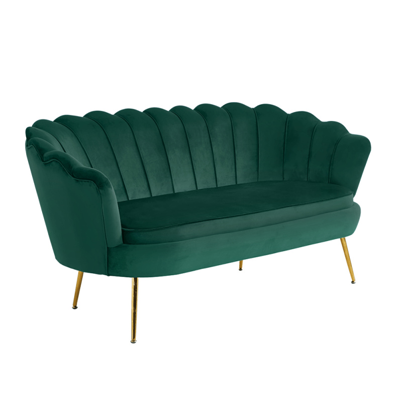 Luxusní pohovka, 2,5-sed, smaragdová Velvet / zlatá, styl Art-deco, NOBLIN R4, rozbalené zboží