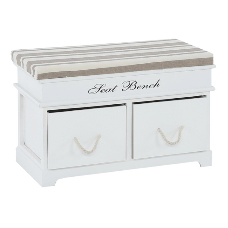 Lavice s polštářem, 2 šuplíky, bílá/světle hnědá, SEAT BENCH 1 NEW P22, poškozené zboží