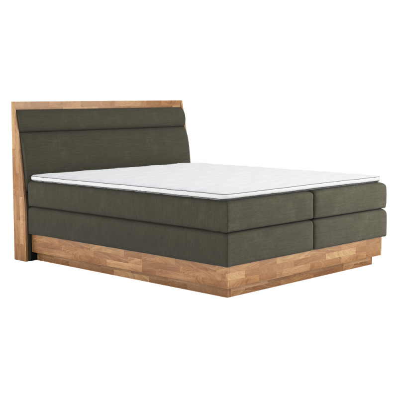 Boxspringová postel, 180x200, masivní dřevo, zelená, INCANA TYP 1