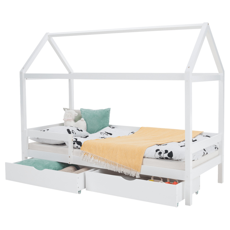 Montessori postel, 90x200, bílá, masiv, NOEMA