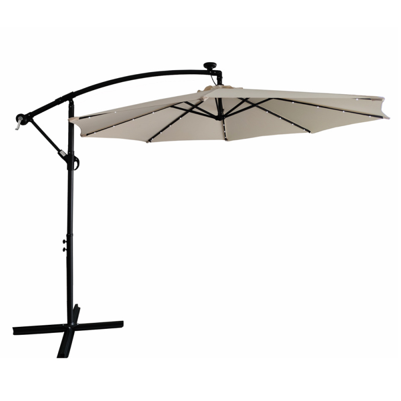 Zahradní LED slunečník, béžová, 3 m, LINDAN