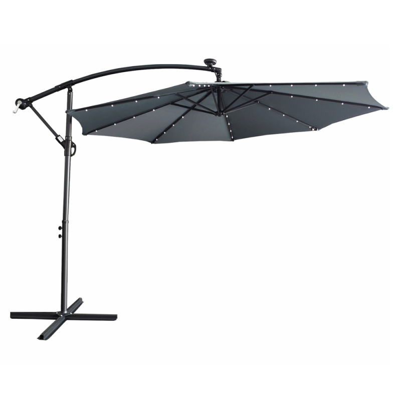 Zahradní LED slunečník, šedá, 3 m, LINDAN