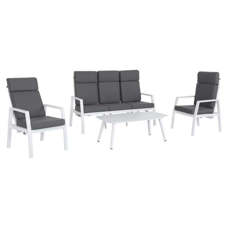 Zahradní polohovací set, šedá/bílá, aluminium, EDOIN