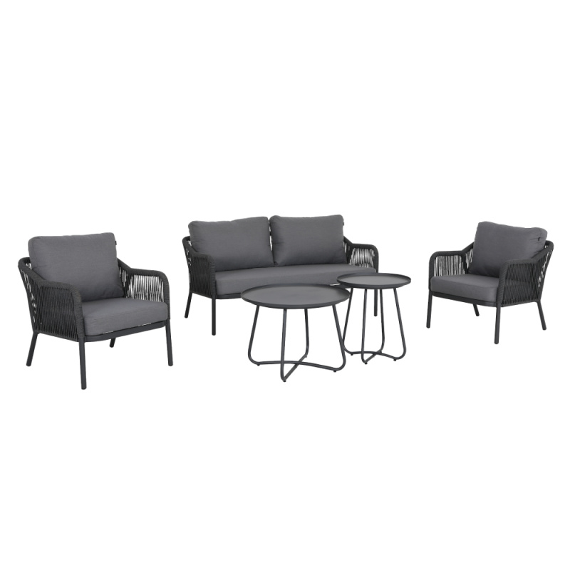 Zahradní 5-dílný set, šedá, aluminium, MAHES