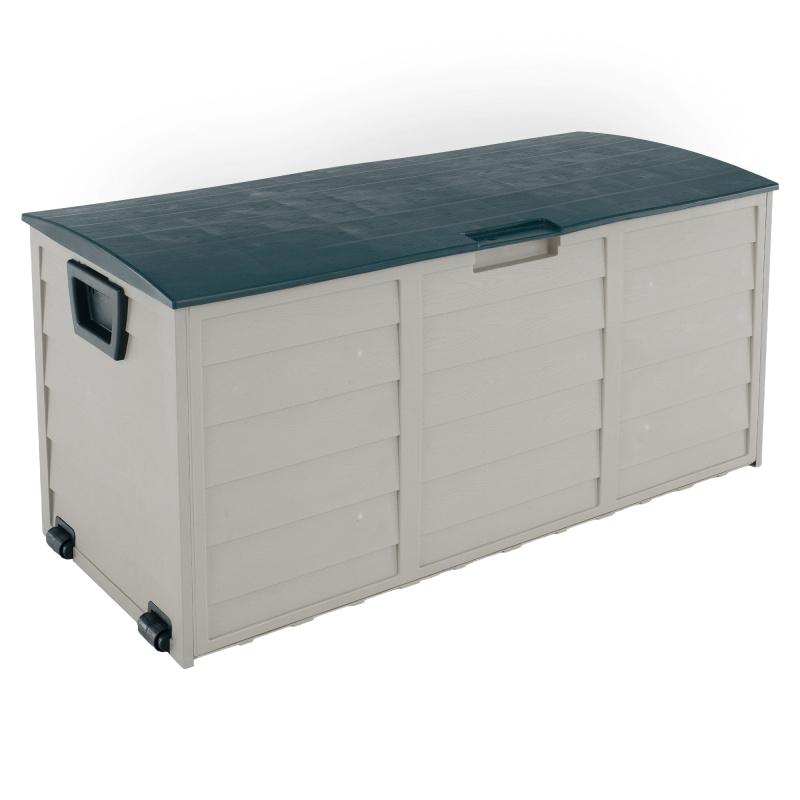 Zahradní úložný box, šedá/zelená, KORTEZ