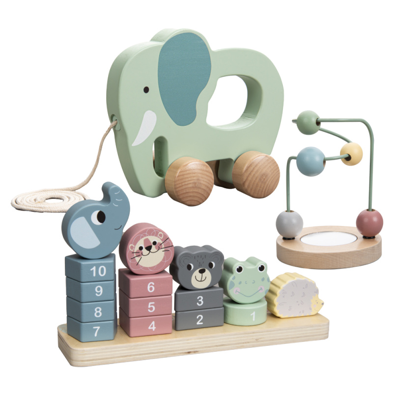 Montessori set 3 dřevěných hraček, mix barev, ENAN