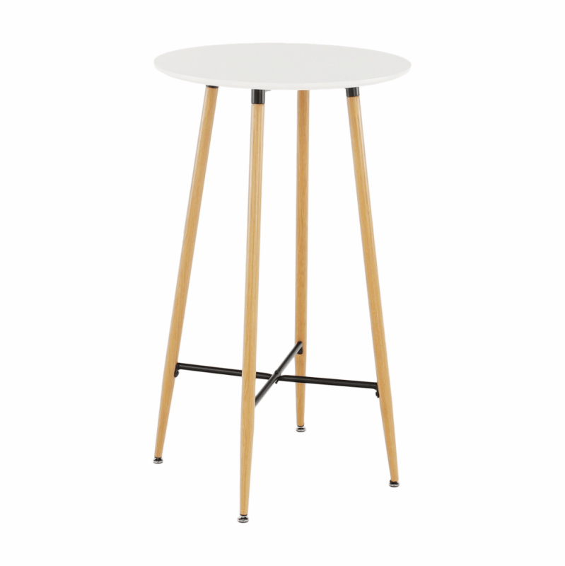 Barový stůl, bílá/dub, průměr 60 cm, IMAM P2, poškozené zboží