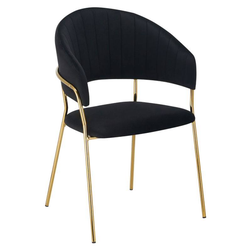 Designové jídelní křeslo, černá Velvet látka/gold chrom zlatý, DASMIN TYP 1 RP1, rozbalené zboží