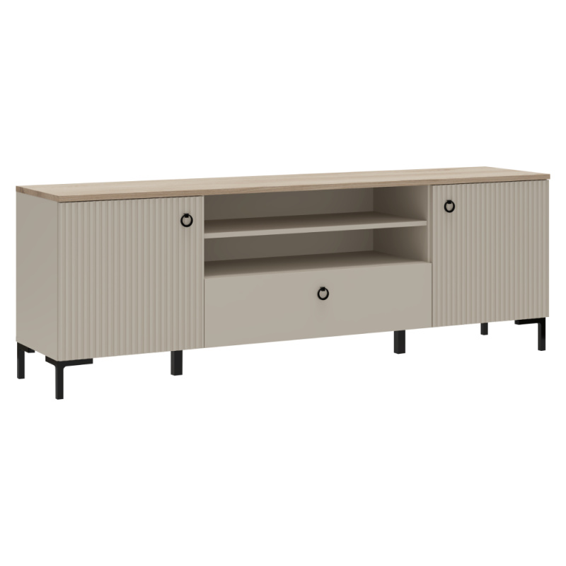 TV stolek, šedohnědá Taupe/dub silverjack, DOMCA 2D1S