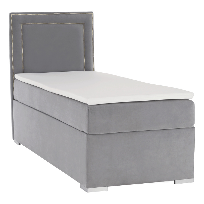 Boxspringová postel, jednolůžko, světle šedá, 90x200, levá, BILY P1, poškozené zboží