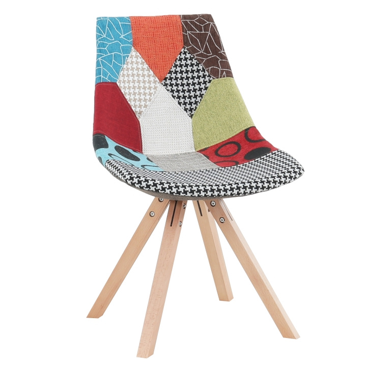 Židle, látka patchwork/dřevo, KIMA NEW TYP 1 P1, poškozené zboží