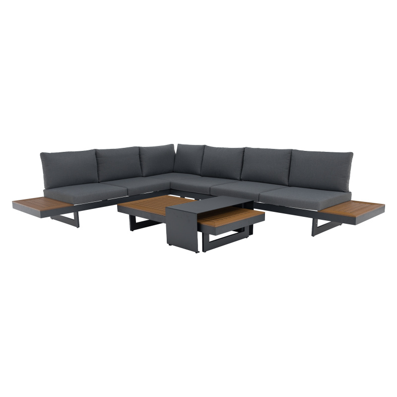 Zahradní set, aluminium, šedá/dub, ZOTIKO RP1, rozbalené zboží