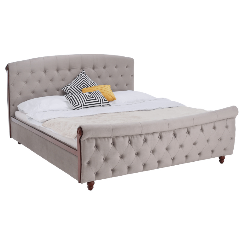 Postel s roštem, 180x200, šedohnědá Taupe Velvet látka, BARETO RP1, rozbalené zboží