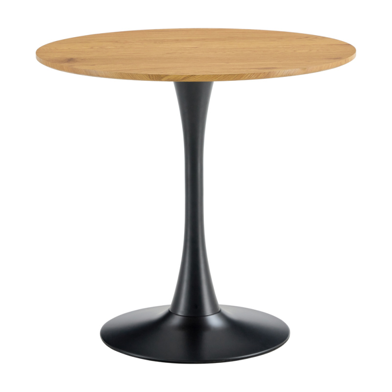 Jídelní stůl, kulatý, dub/černá, průměr 80 cm, REVENTON NEW R2, rozbalené zboží