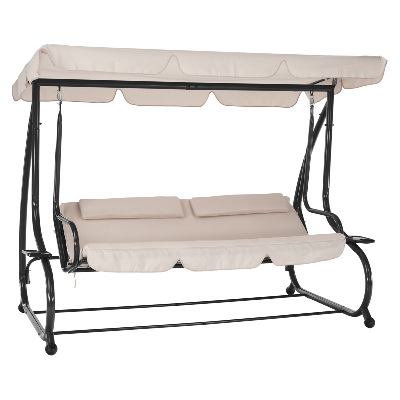 Zahradní houpačka, rozkládací, béžová/šedá, NAILA P1, poškozené zboží