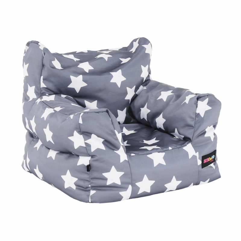 Sedací vak, šedá/bílá, vzor hvězdy, LURKO P1, poškodené zboží