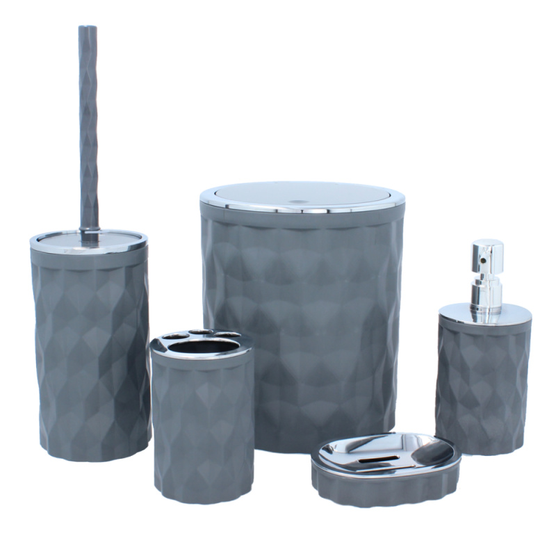 Sada koupelnových doplňků, 5 dílná, šedá, RABER