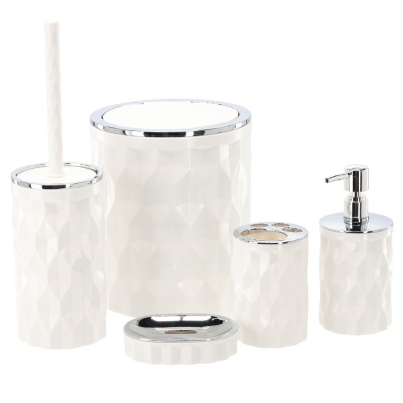 Sada koupelnových doplňků, 5 dílná, bílá, RABER