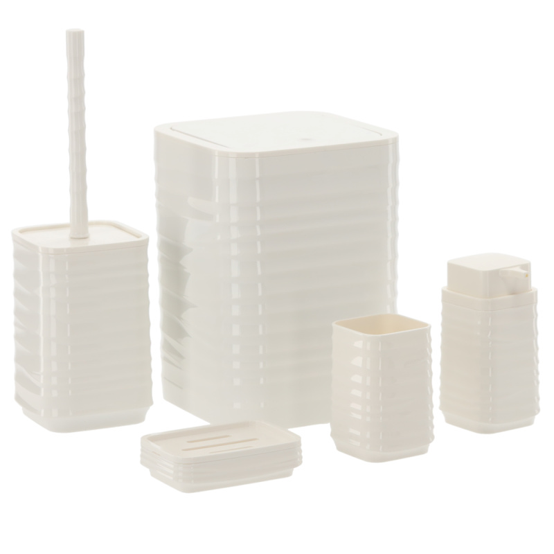 Sada koupelnových doplňků, 5 dílná, bílá, MATIO