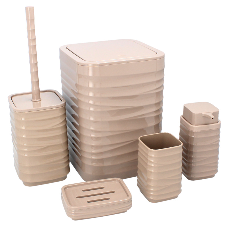 Sada koupelnových doplňků, 5 dílná, hnědá, MATIO