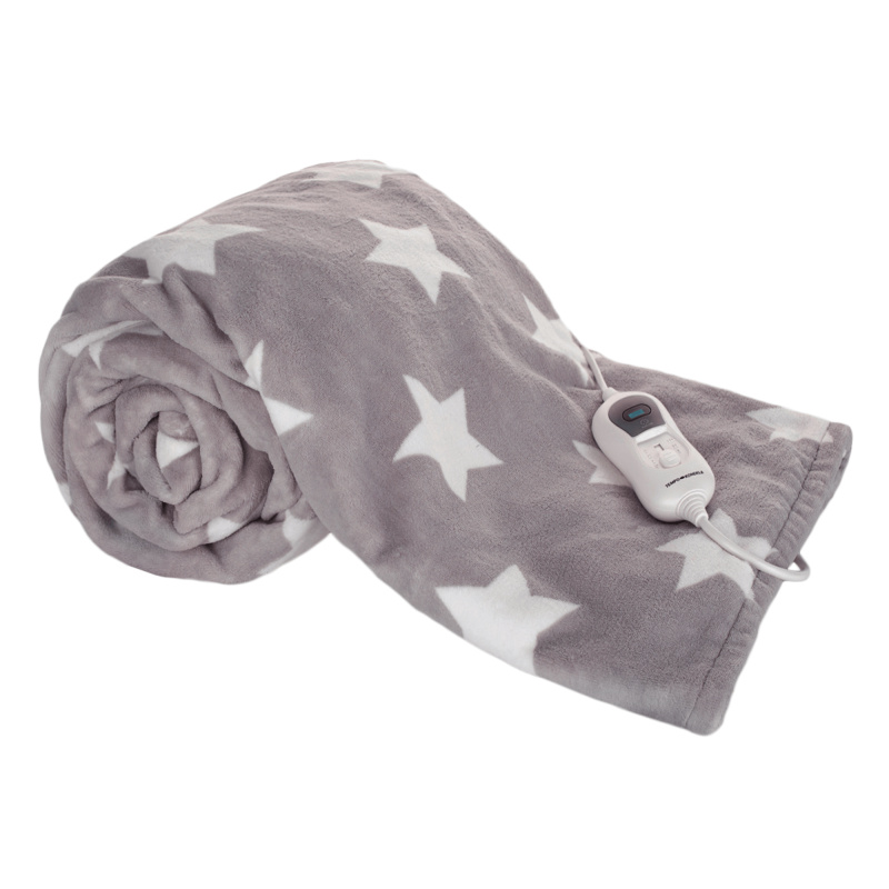 TEMPO-KONDELA MEDISA TYP 1, topná XL deka, šedá/vzor hvězdy, 130x180 cm P1, poškozené zboží