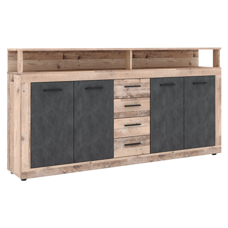 Kombinovaná komoda, old wood light/matera, LUNYSA