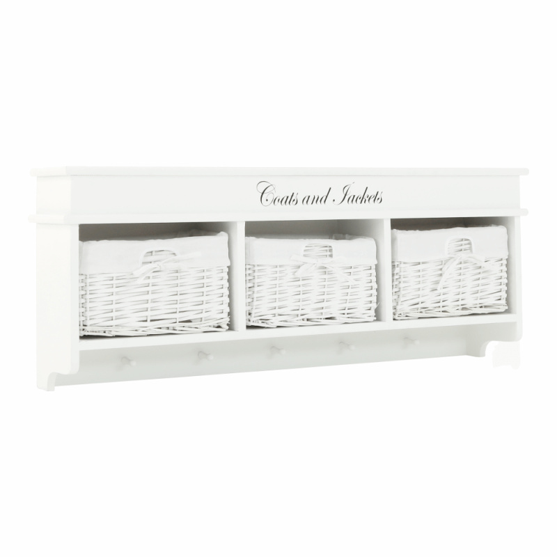 Věšák, dřevo / proutí, bílá, BLANCO P14, poškozené zboží