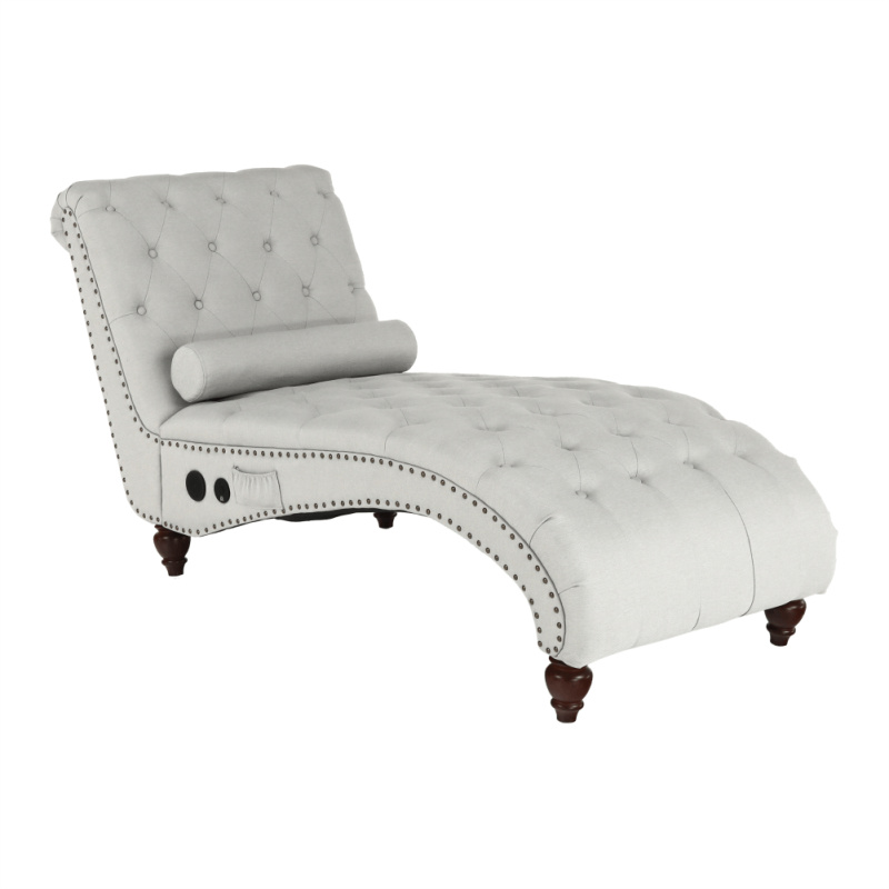 Relaxační křeslo s Bluetooth, světlešedá/tmavý ořech, GREGOR P1, poškozené zboží