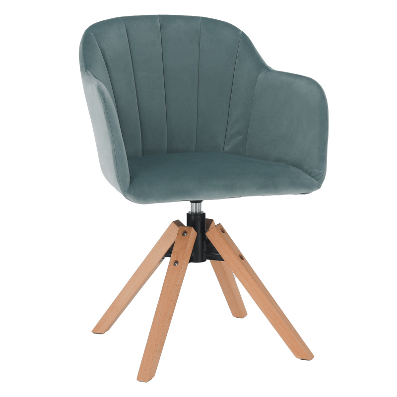 Otočné křeslo, Velvet látka, neomint/buk, DALIO P7, poškozené zboží