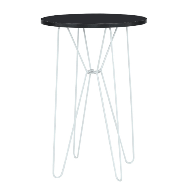 Příruční stolek, černý dub / bílé kovové nohy RUBEN P3, poškozené zboží