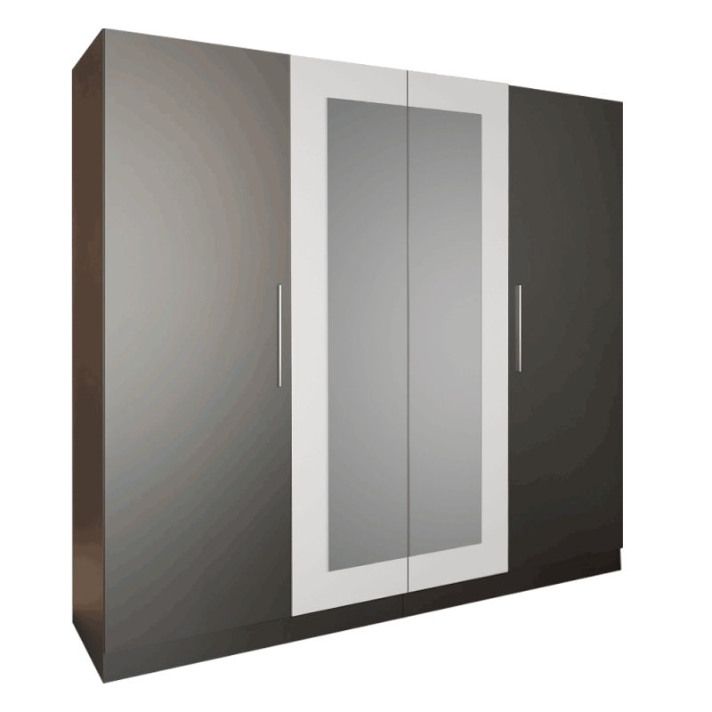 Čtyřdveřová skříň, grafit / bílá, MATISA P3, poškozené zboží