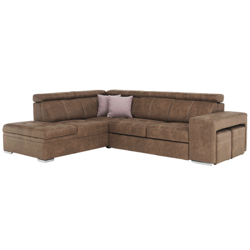 Sedací souprava, látka hnědá/světle fialová, levá, LANZA P1, poškozené zboží