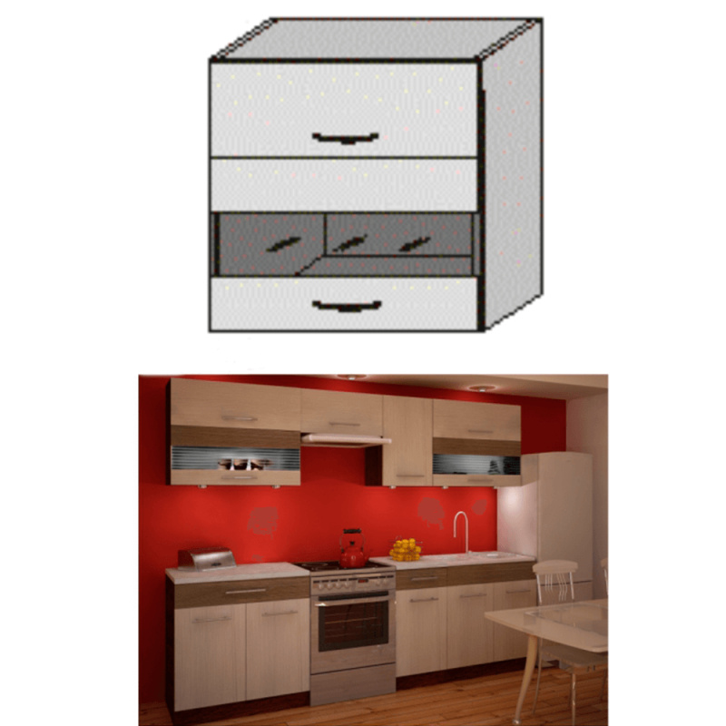 Horní skříňka, rigolletto light / rigolletto dark / wenge, JURA NEW IA GW1-80 P1, poškozené zboží