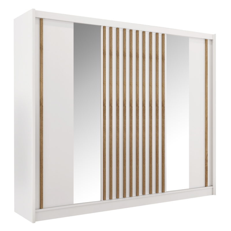 Skříň s posuvnými dveřmi, bílá/dub craft, 250x215 cm, LADDER P2, poškozené zboží