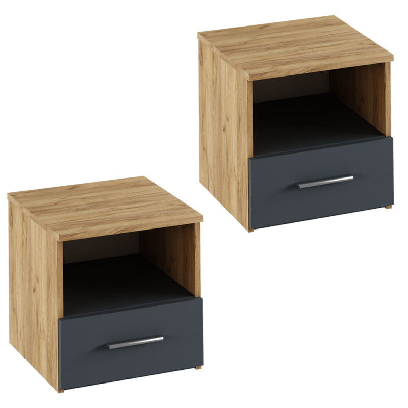 Nočný stolík, 2 ks, dub artisan/grafit, GABRIELA P1, poškozené zboží