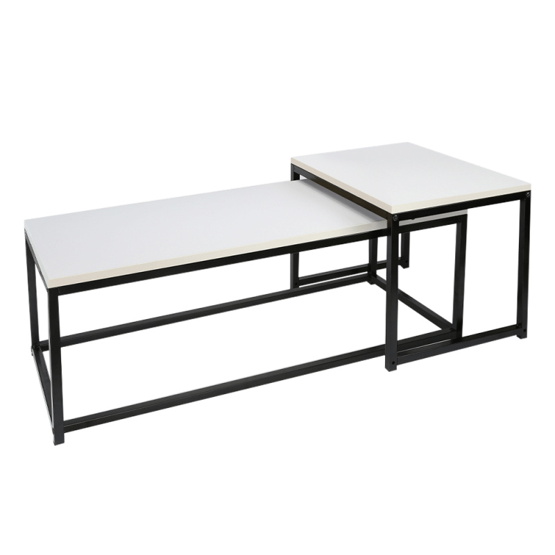 Set 2 konferenčních stolků, matná bílá/černá, KASTLER NEW TYP 2 P6, poškozené zboží