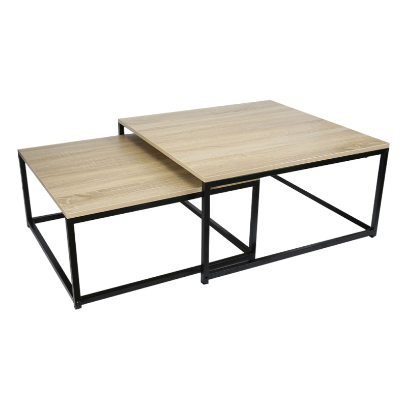 Set dvou konferenčních stolků, dub sonoma/černá, KASTLER NEW TYP 1 P13, poškozené zboží