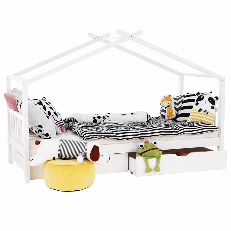 Postel s 2 kontejnery, bílá, ELISIA P5, poškozené zboží