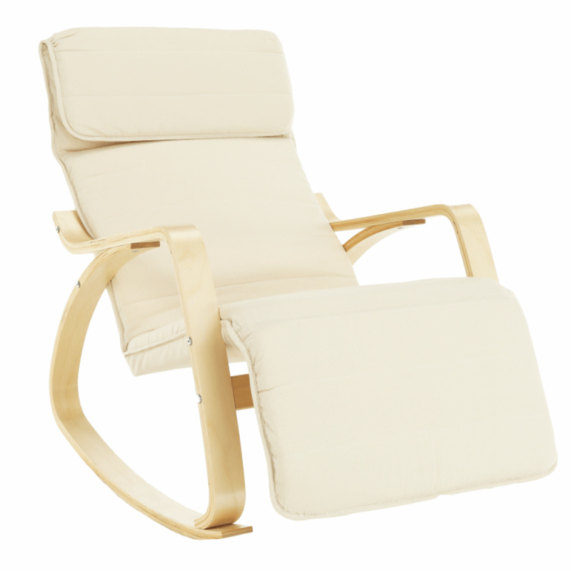 Houpací křeslo, březové dřevo, látka krémová, SIVERT R1, rozbalené zboží