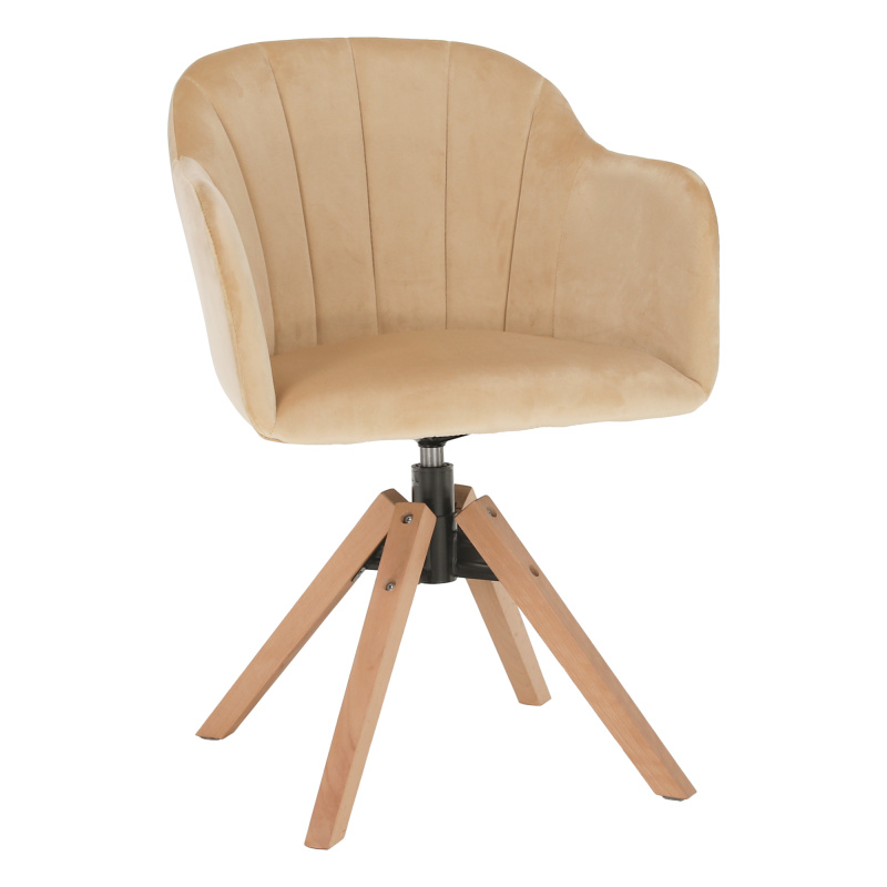 Otočné křeslo, béžová/buk, DALIO P7, poškozené zboží