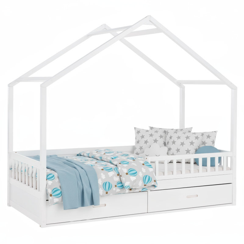 Montessori postel, 90x200, bílá, masiv, BIANKA RP1, rozbalené zboží