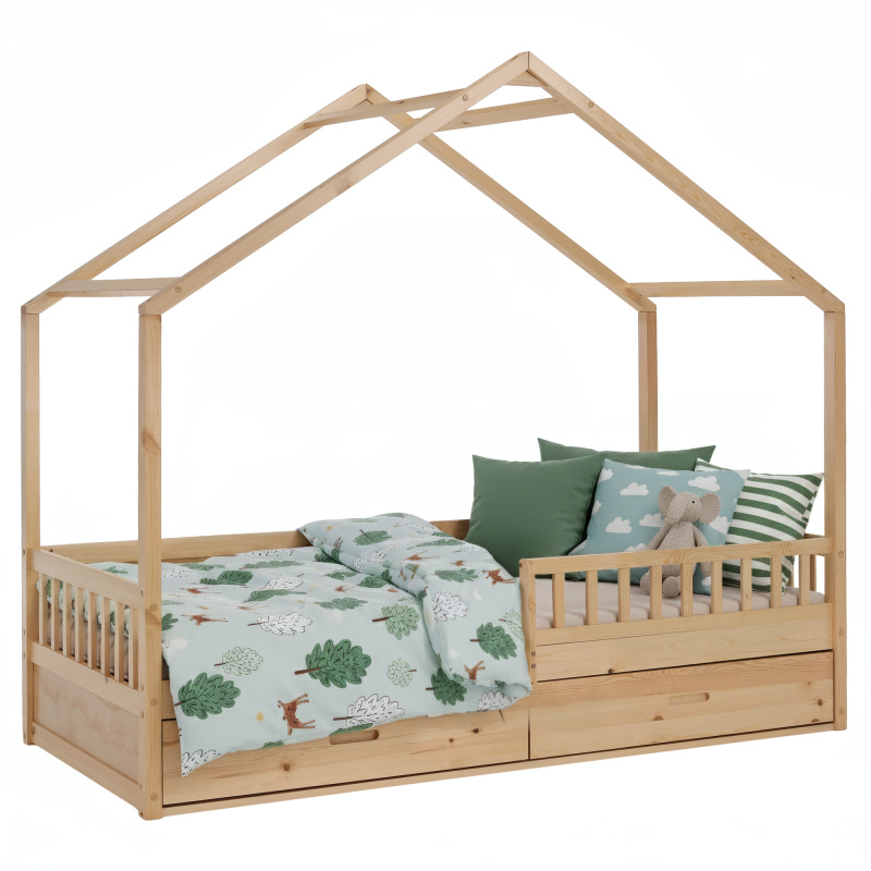 Montessori postel, 90x200, přírodní, masiv, BIANKA RP1, rozbalené zboží