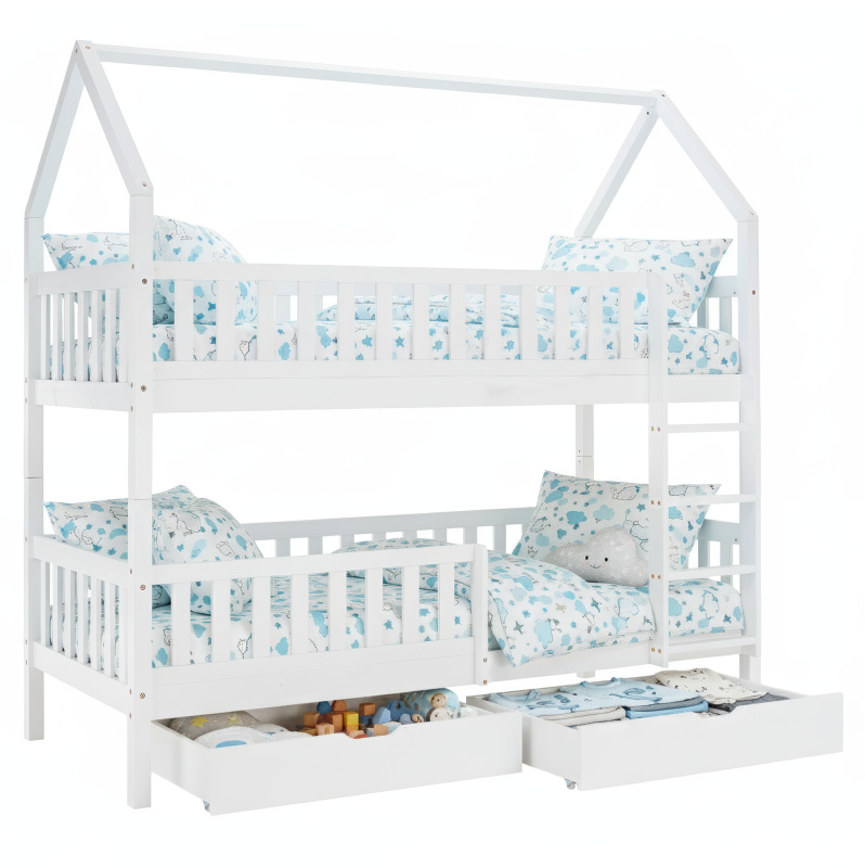 Montessori patrová postel, bílá, VENITA TYP 2 RP1, rozbalené zboží