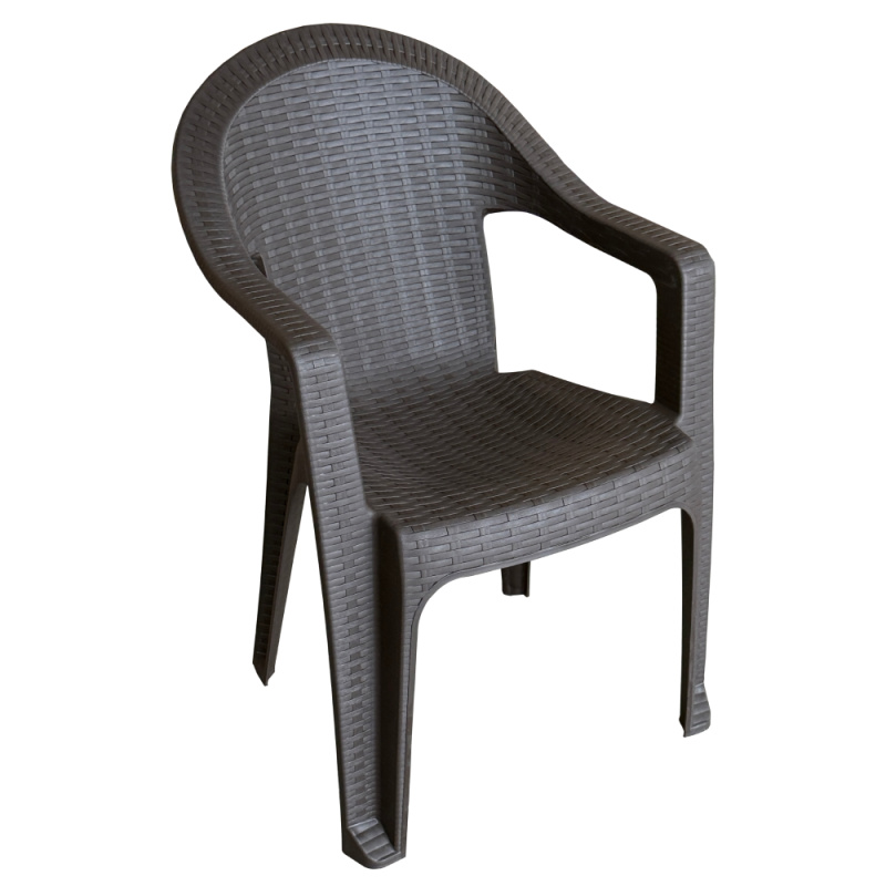 Zahradní stohovatelné křeslo, hnědá, ZAMA RP1, rozbalené zboží