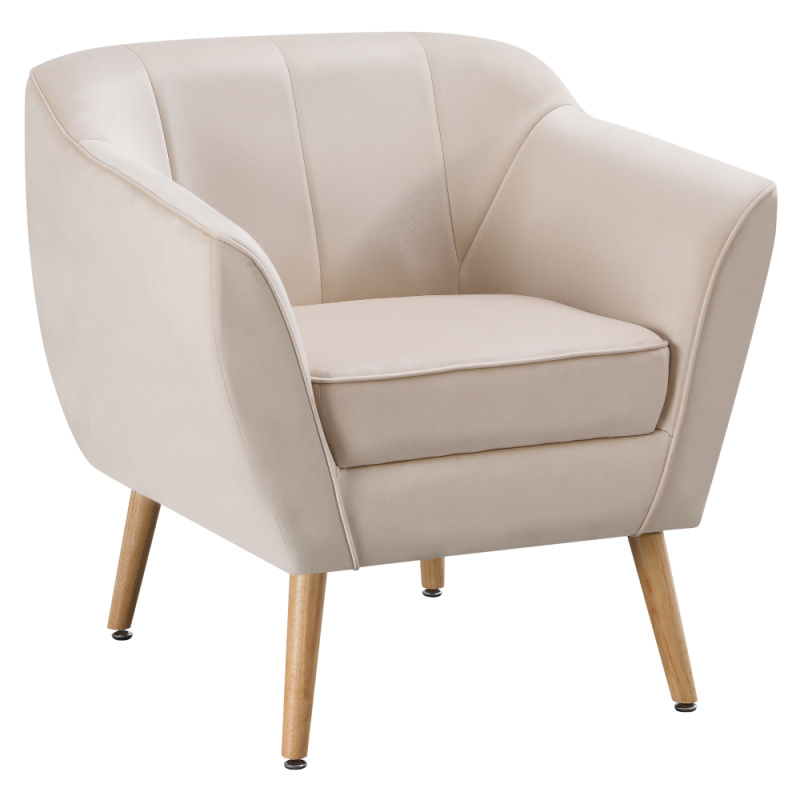 Designové křeslo, béžová Velvet látka/přírodní, VIODA