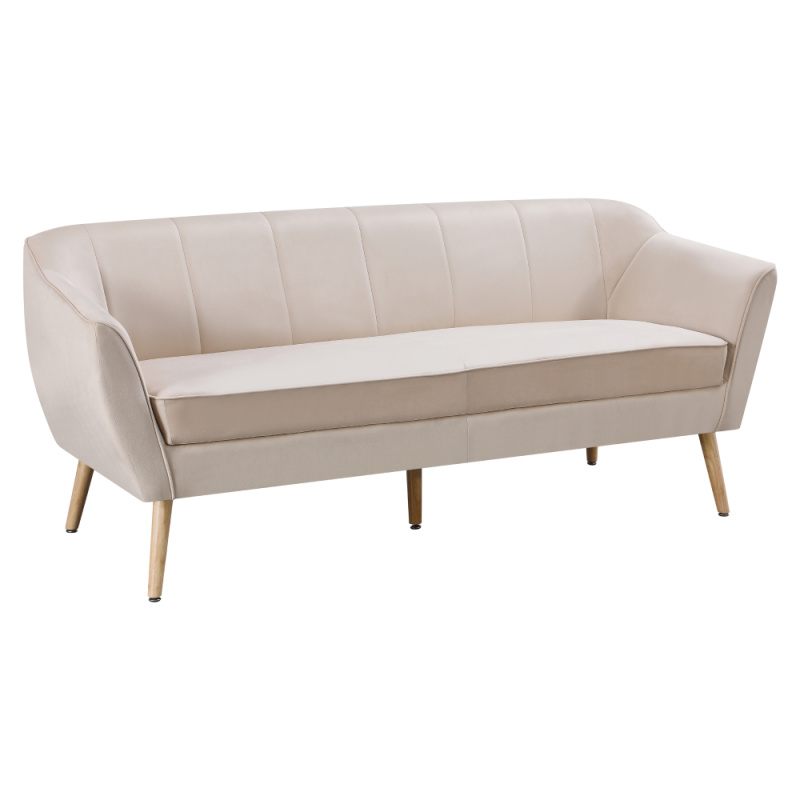 Designový 3-sed, béžová Velvet látka/přírodní, VIODA